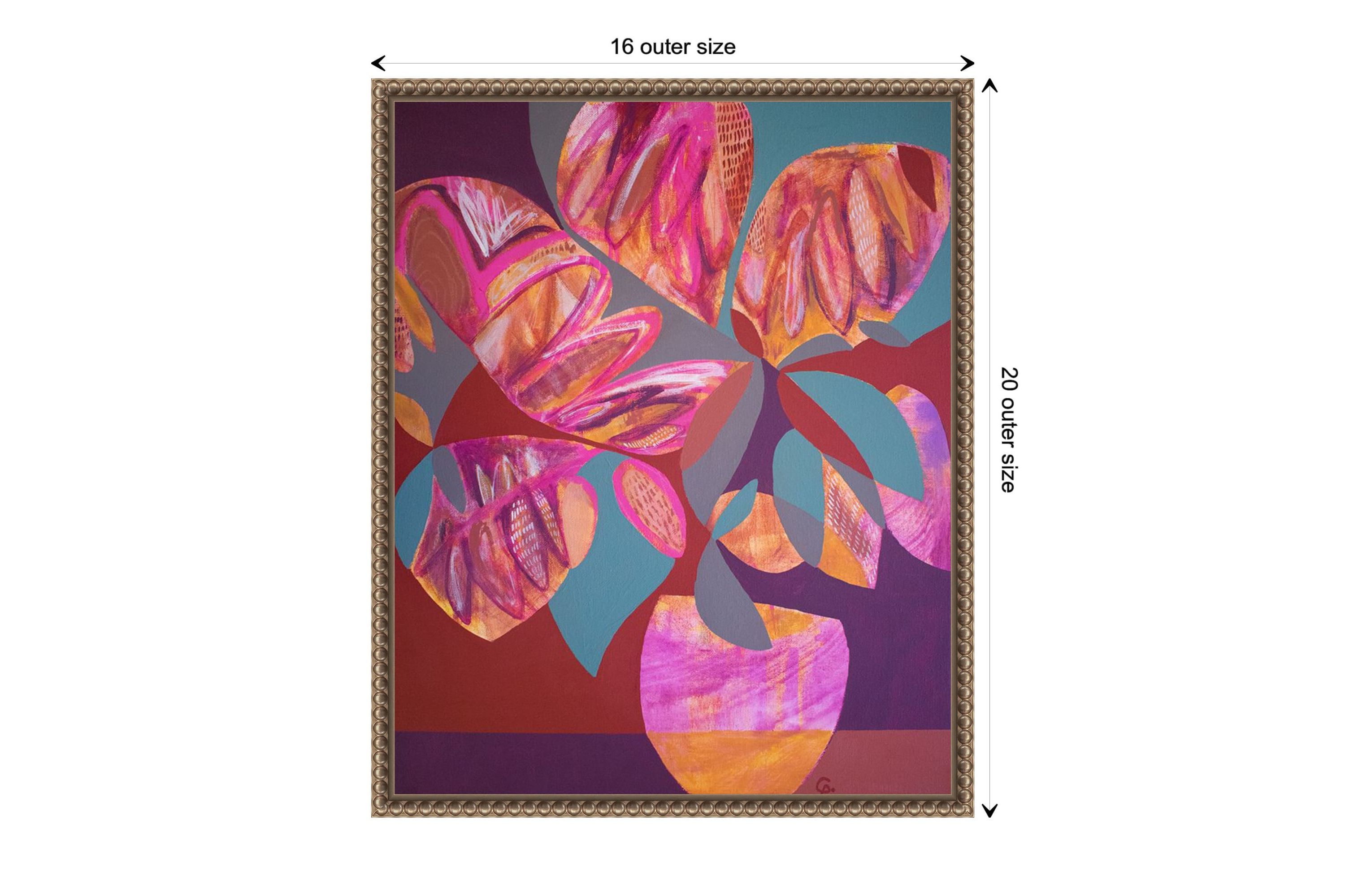 Pink Flowers Framed Canvas Wall Art Print