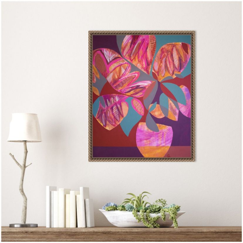 Pink Flowers Framed Canvas Wall Art Print