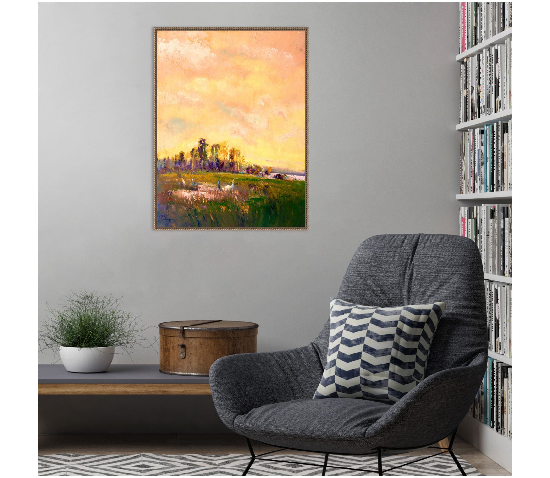 Abstract Marshland Framed Canvas Wall Art Print