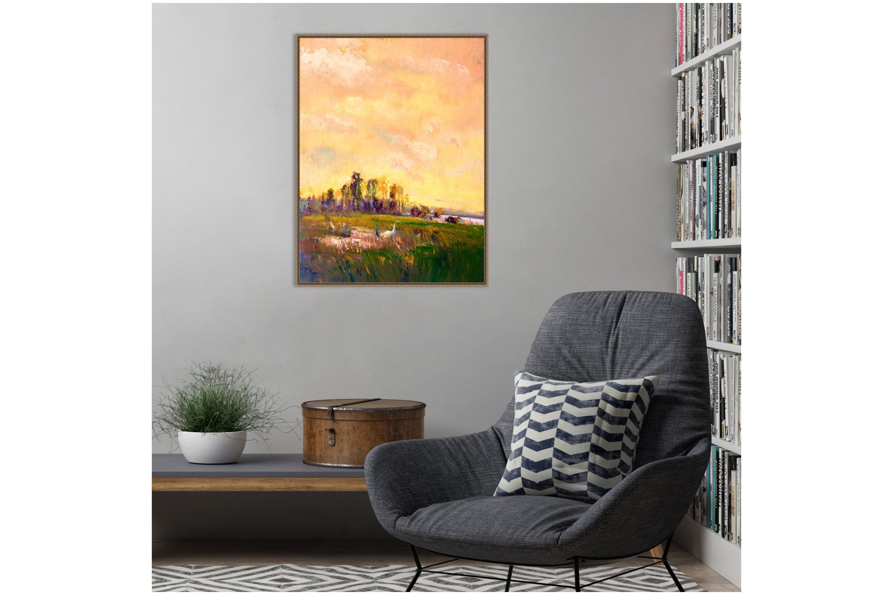 Abstract Marshland Framed Canvas Wall Art Print