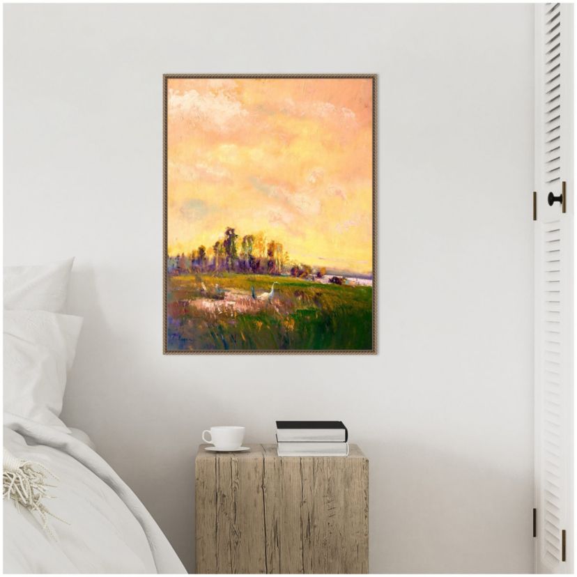 Abstract Marshland Framed Canvas Wall Art Print