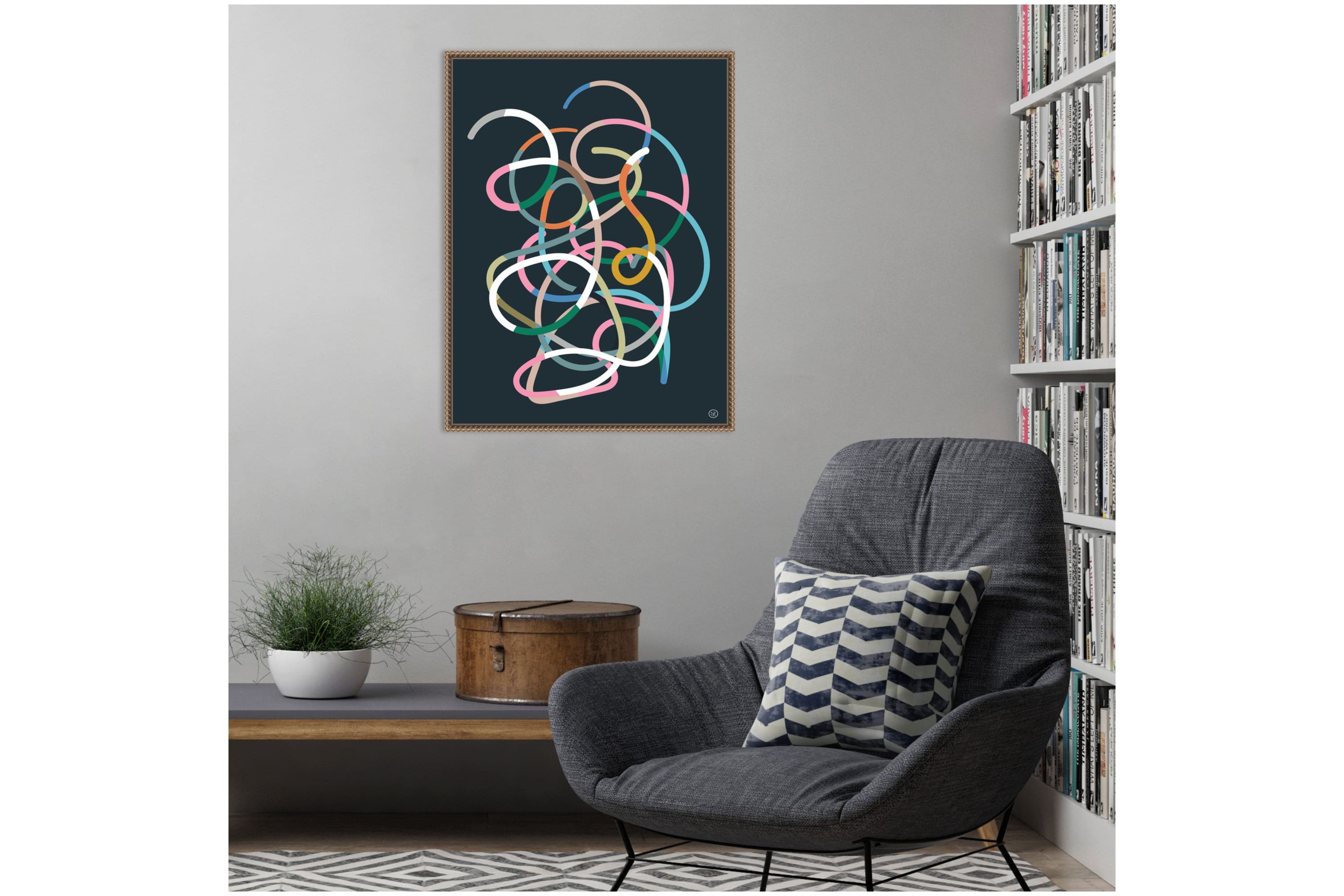 Color Lines Framed Canvas Wall Art Print