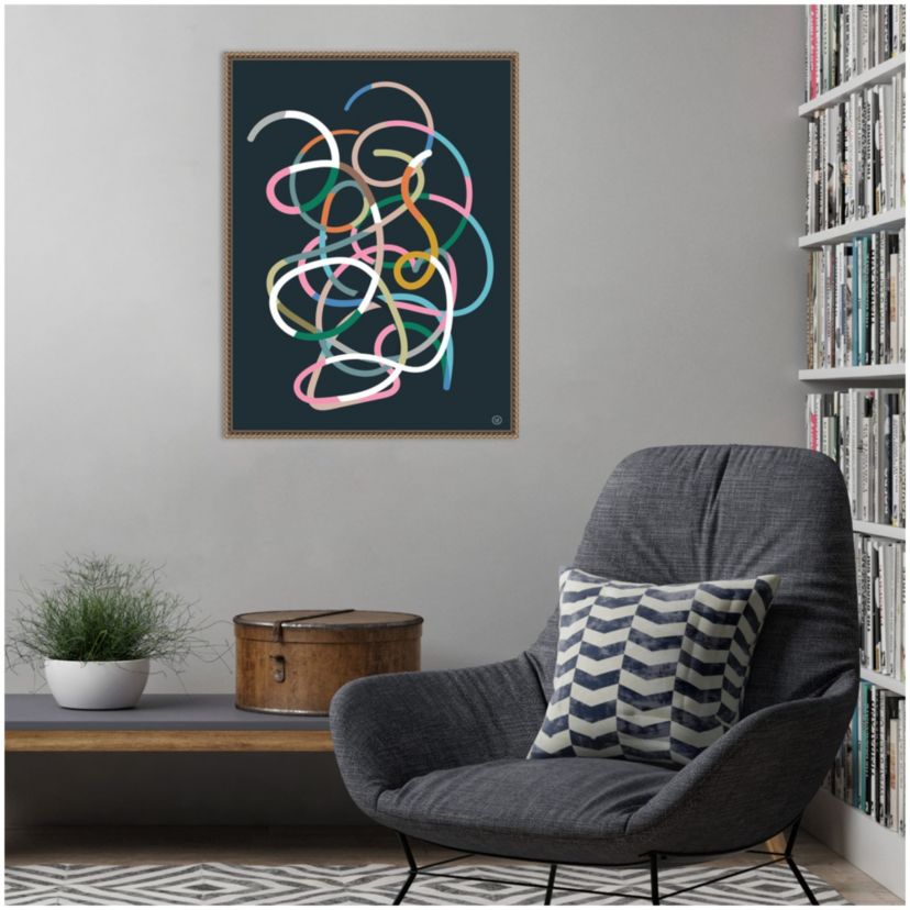 Color Lines Framed Canvas Wall Art Print