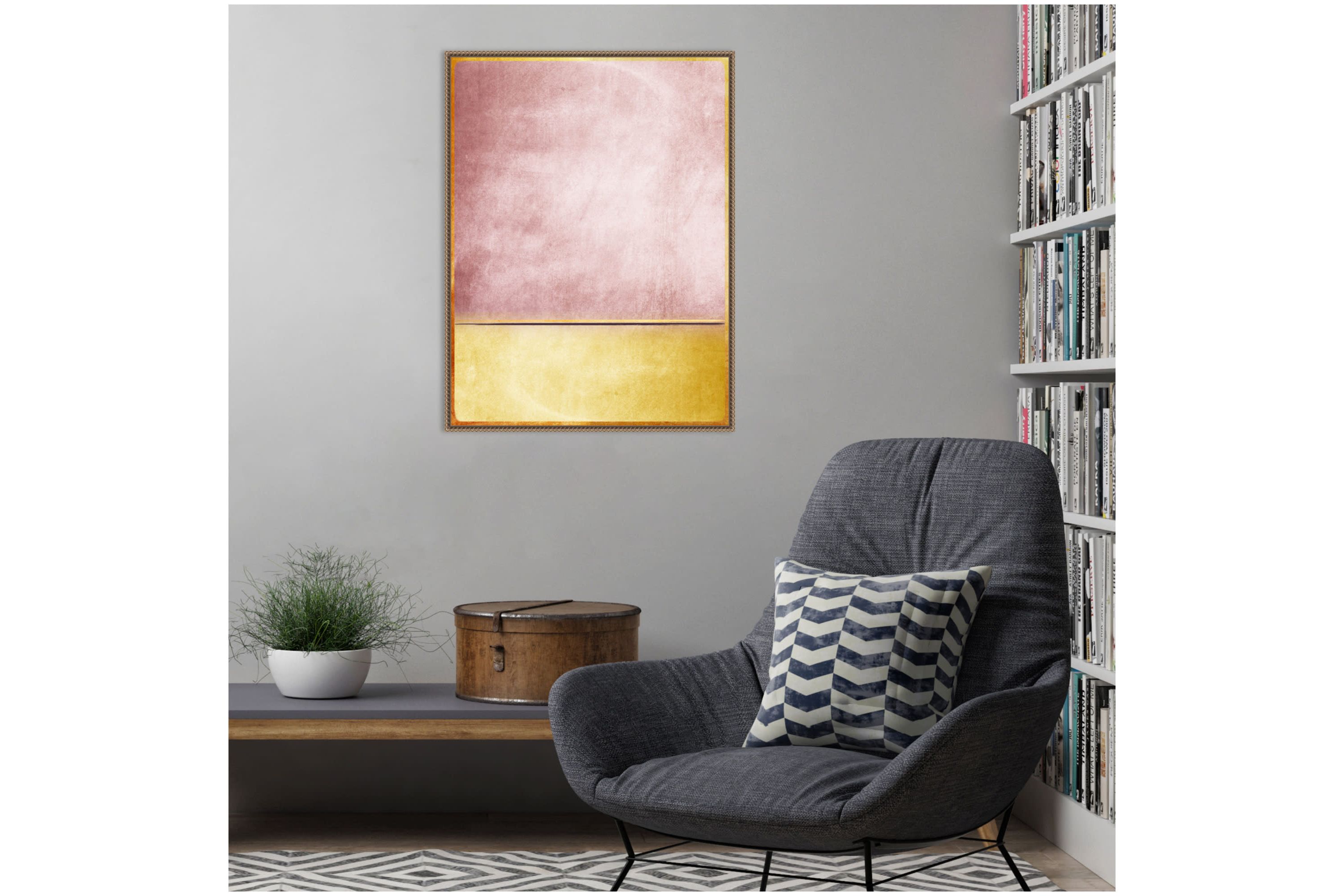 Pink and Yellow 3 Framed Canvas Wall Art Print