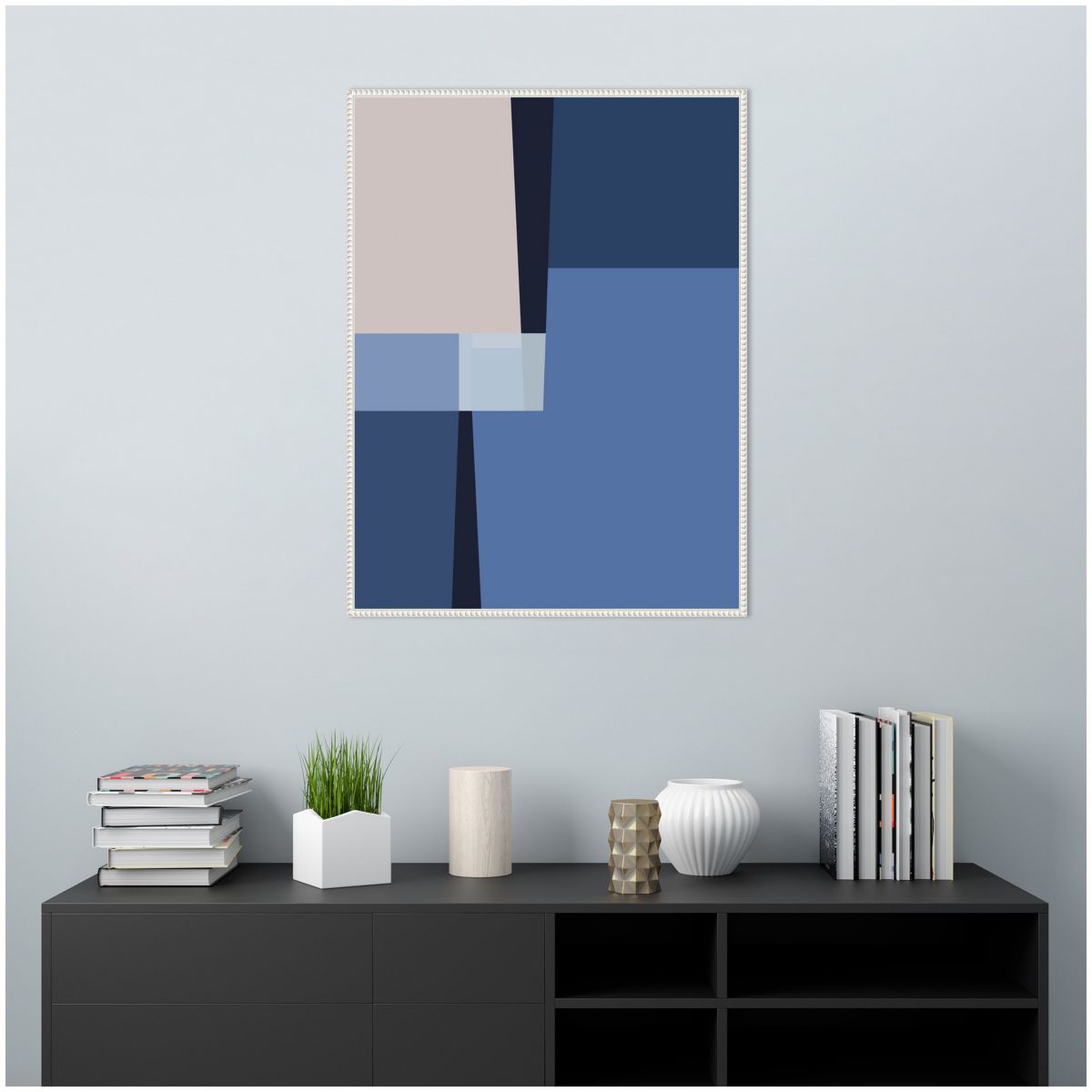 Blue Lines 3 Framed Canvas Wall Art Print