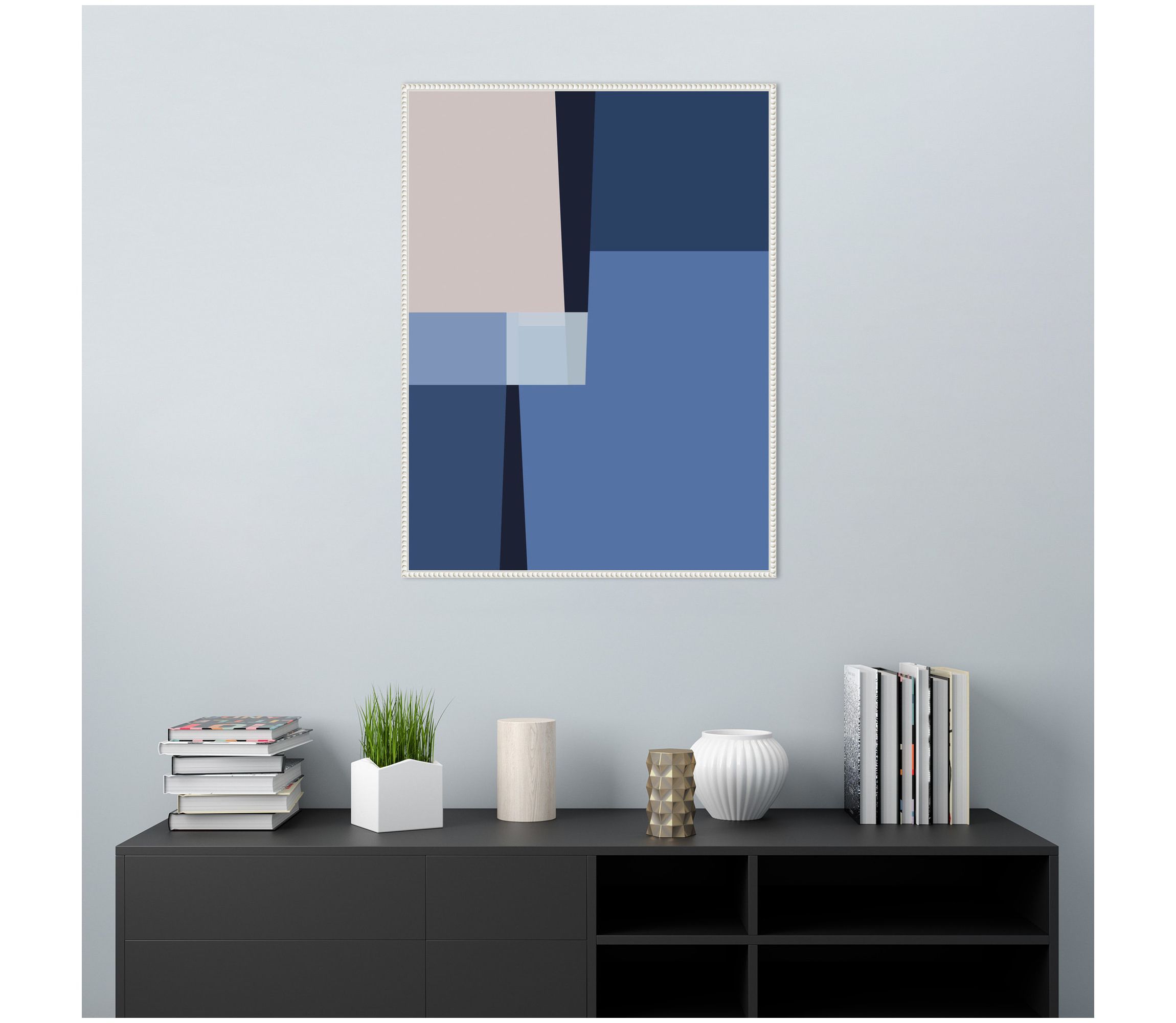 Blue Lines 3 Framed Canvas Wall Art Print