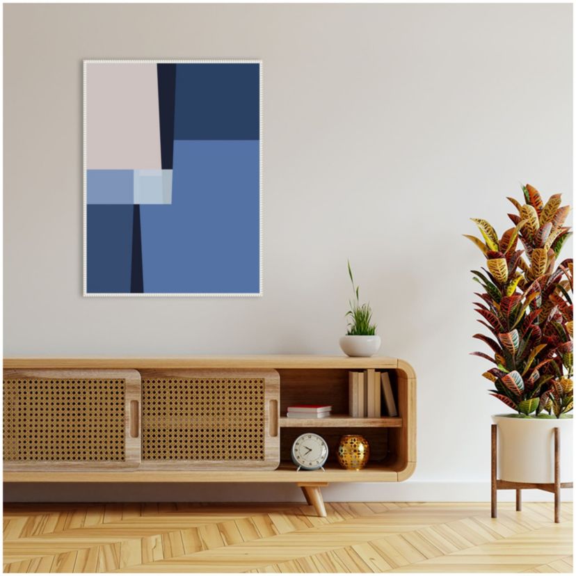 Blue Lines 3 Framed Canvas Wall Art Print