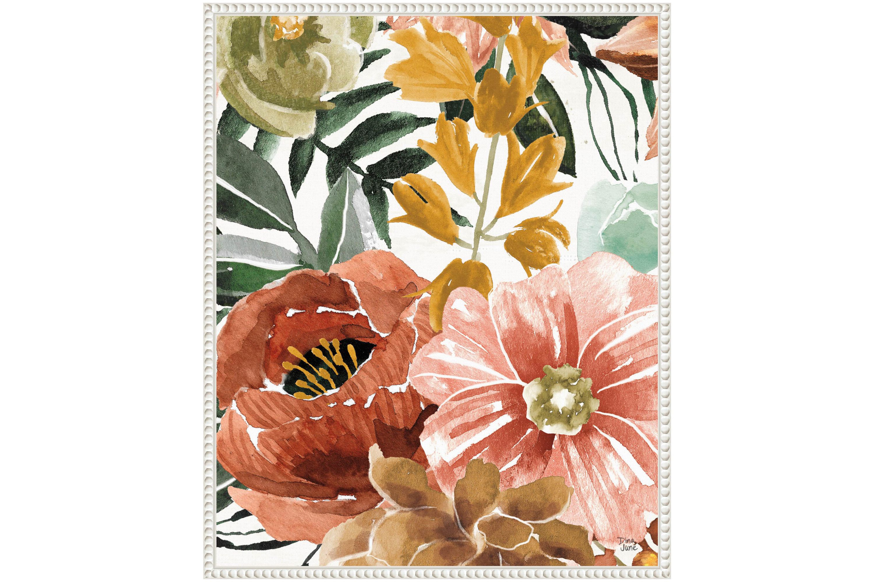 Mixed Floral Chic II Framed Canvas Wall Art Print