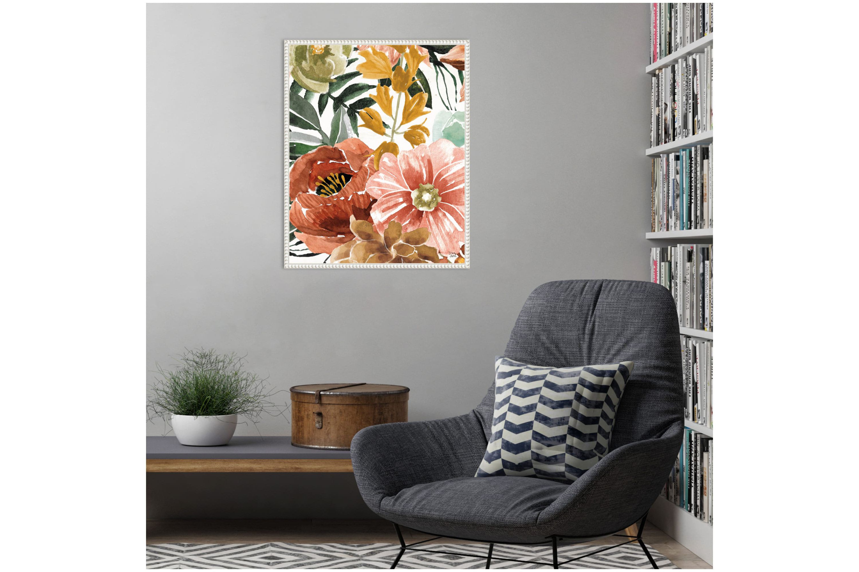 Mixed Floral Chic II Framed Canvas Wall Art Print