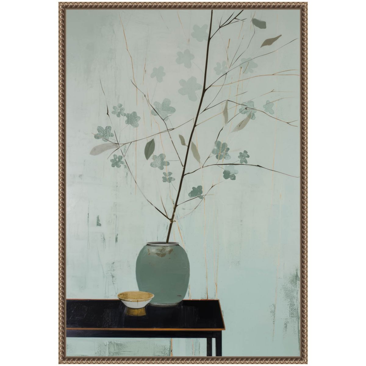 Branch in Vase Framed Canvas Wall Art Print