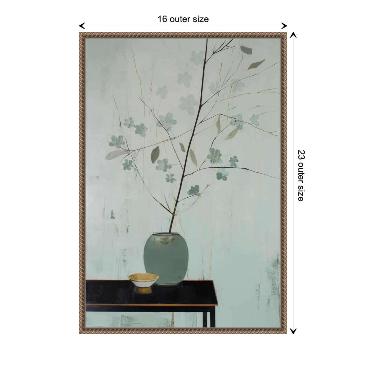 Branch in Vase Framed Canvas Wall Art Print