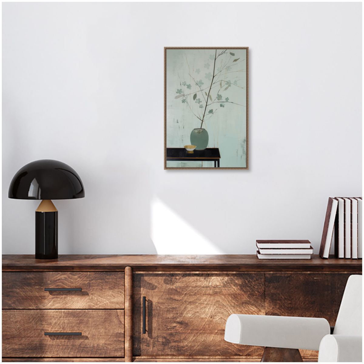 Branch in Vase Framed Canvas Wall Art Print