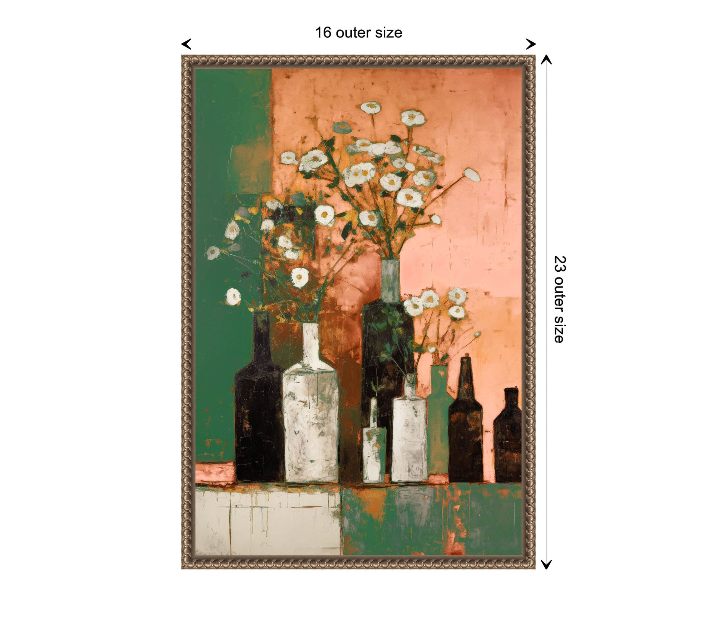 Bottles And Flowers Framed Canvas Wall Art Print