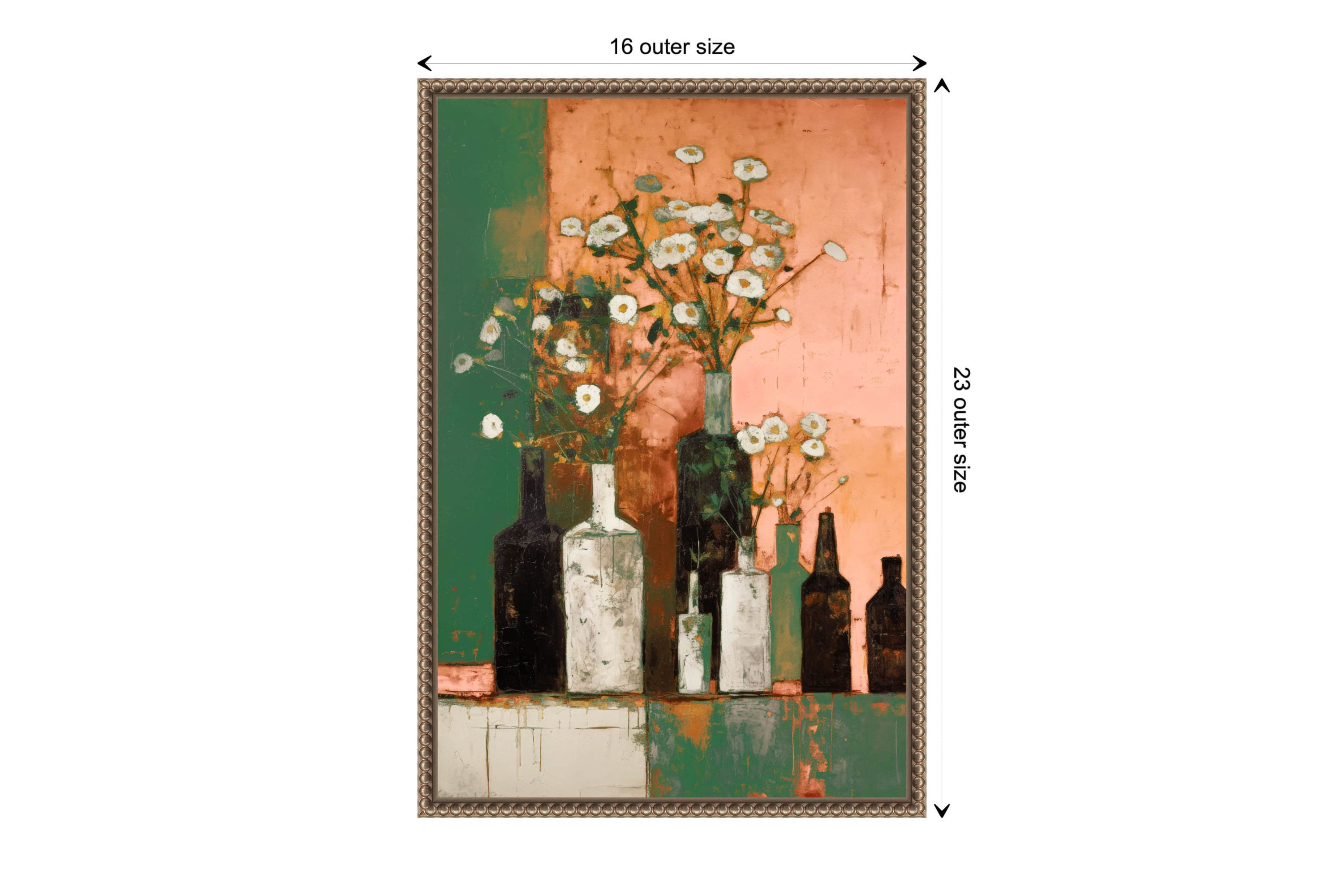 Bottles And Flowers Framed Canvas Wall Art Print