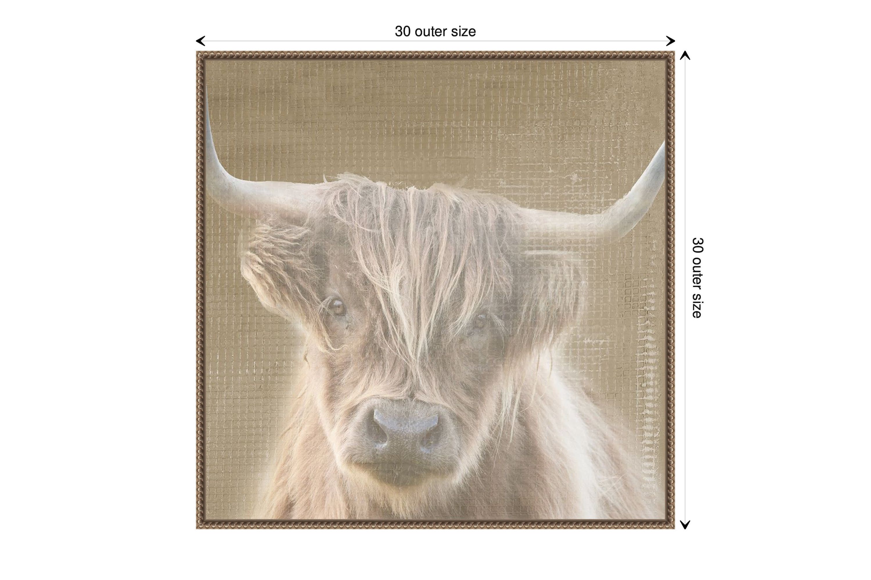 Soulful Bull Framed Canvas Wall Art Print