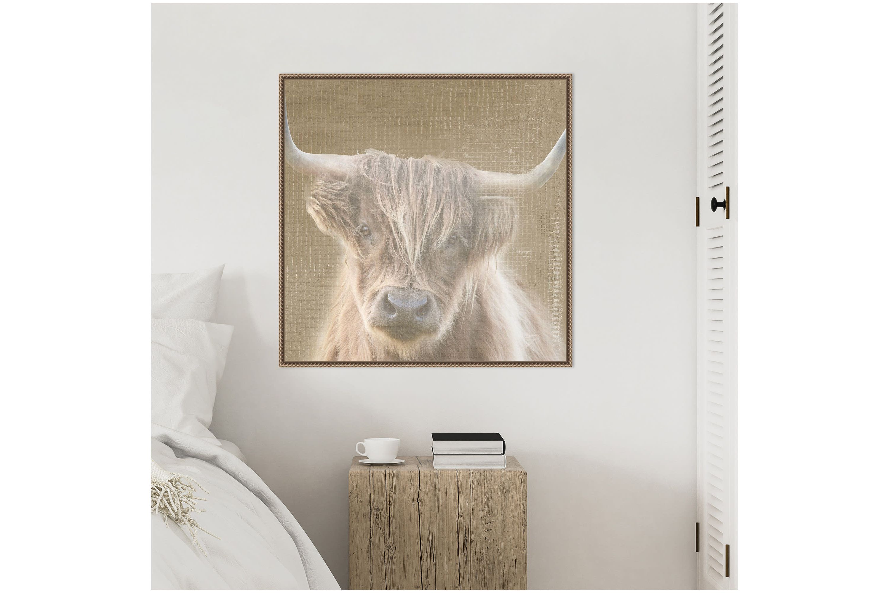 Soulful Bull Framed Canvas Wall Art Print