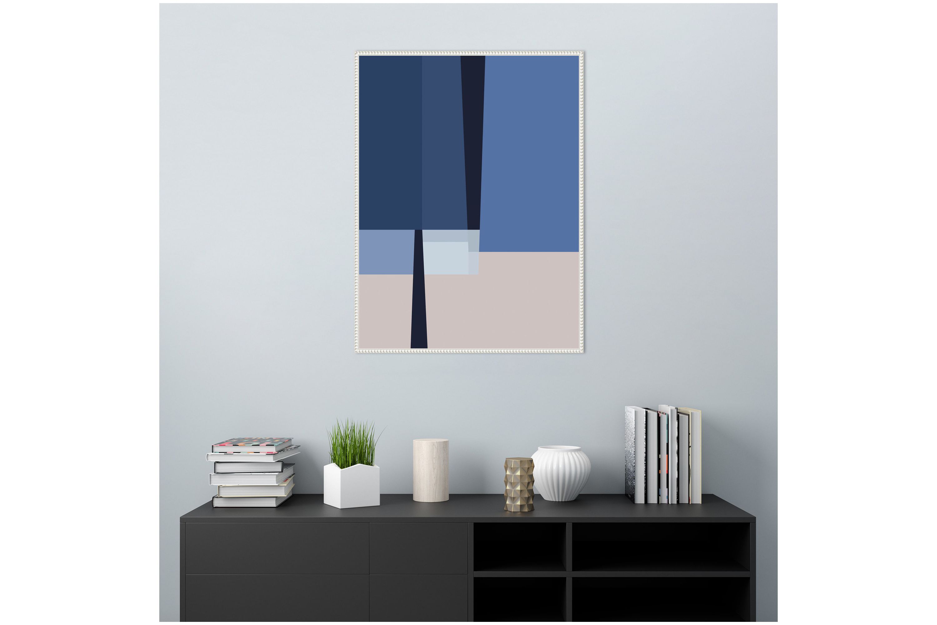 Blue Lines 1 Framed Canvas Wall Art Print