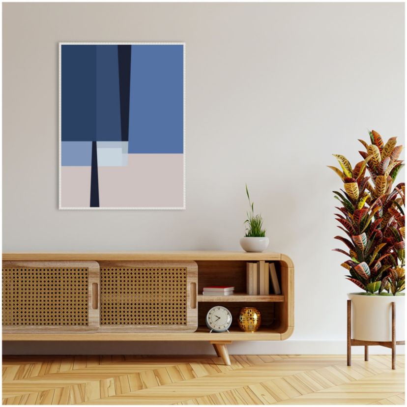 Blue Lines 1 Framed Canvas Wall Art Print