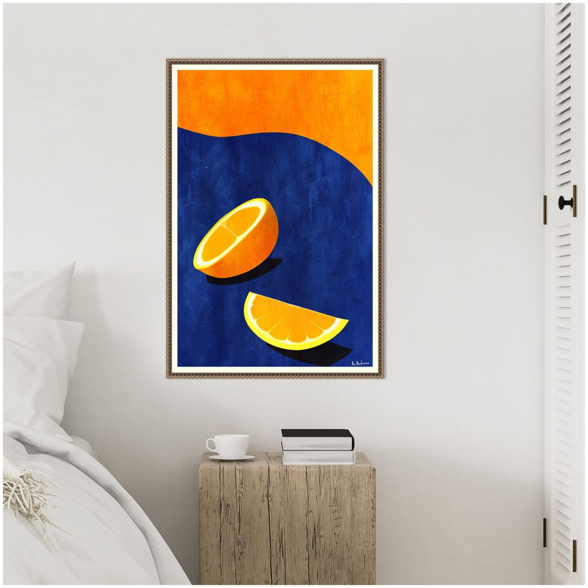 Orange Wedge Framed Canvas Wall Art Print