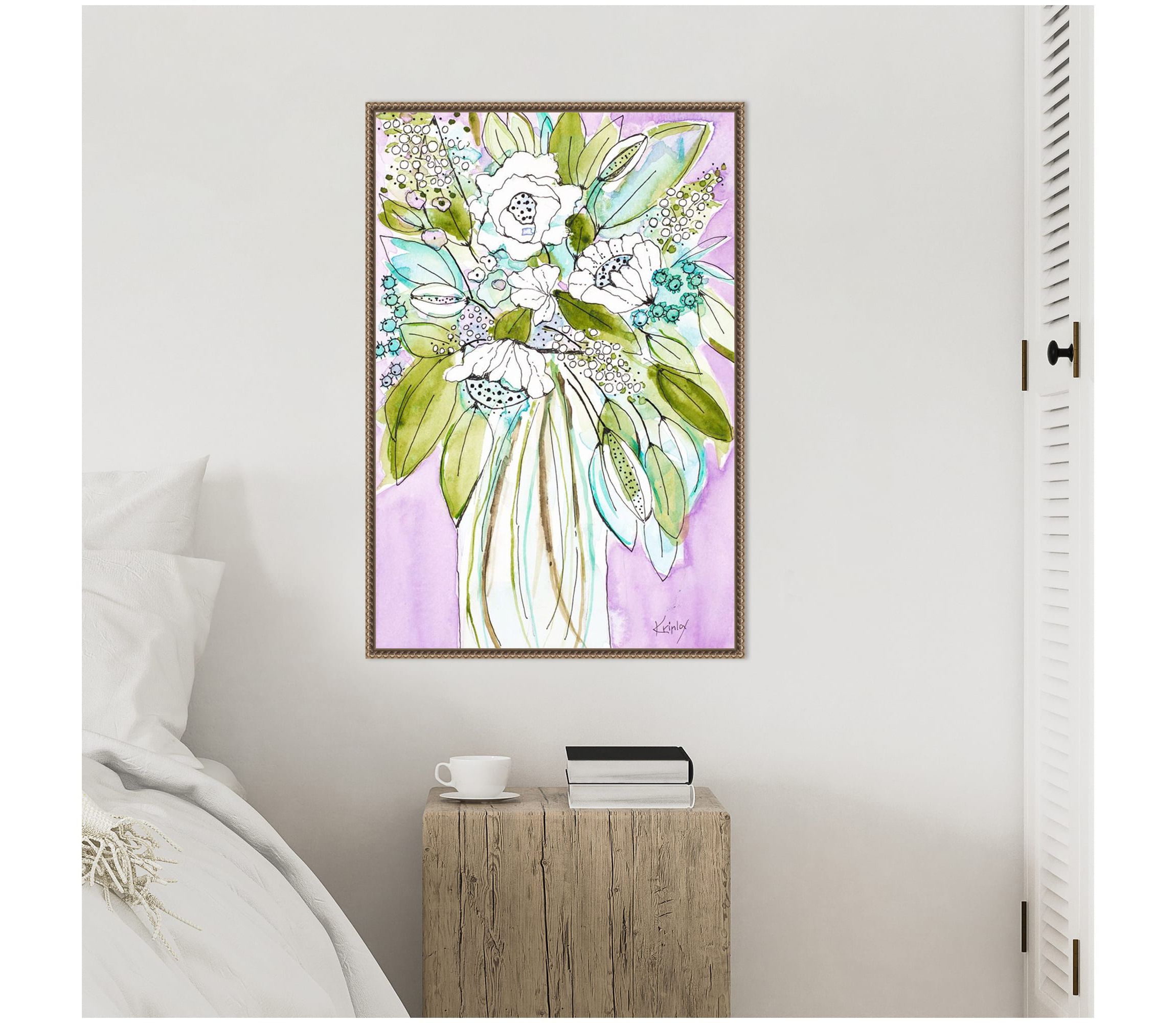 Hopeful Bouquet Framed Canvas Wall Art Print