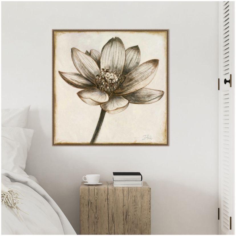 Sepia Lotus Blossom II Framed Canvas Wall Art Print
