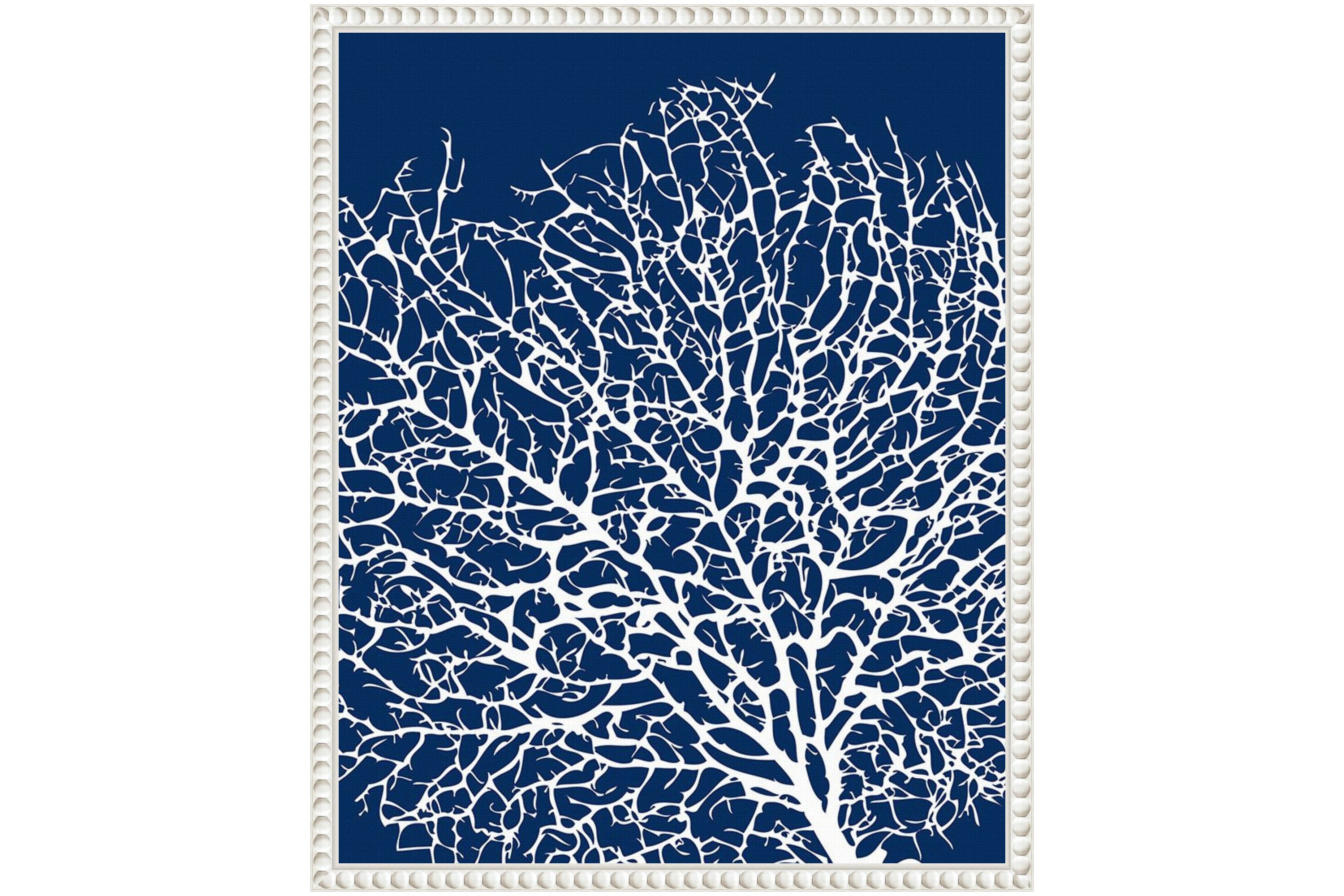 Navy Coral II Crop Framed Canvas Wall Art Print