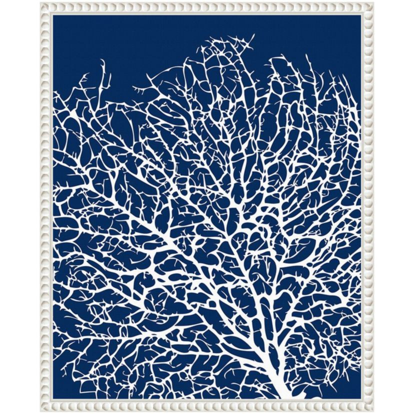 Navy Coral II Crop Framed Canvas Wall Art Print