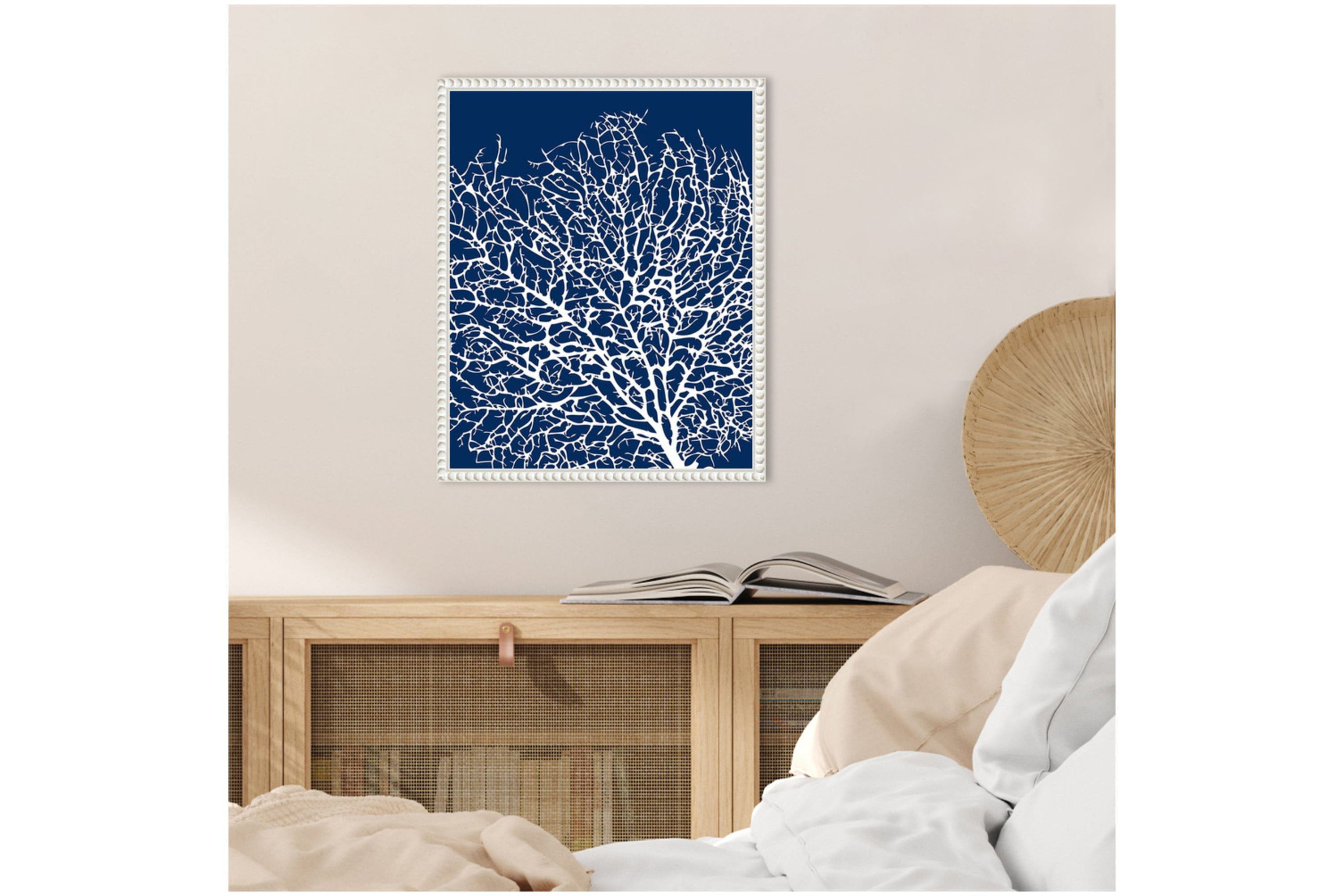 Navy Coral II Crop Framed Canvas Wall Art Print