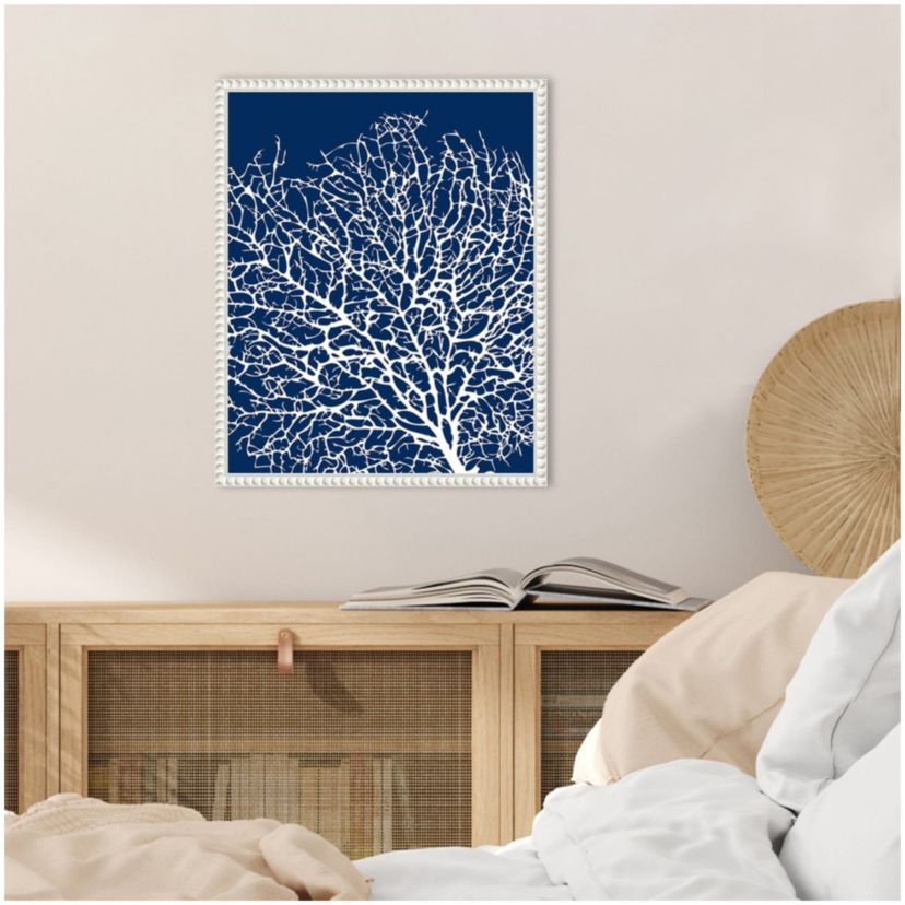 Navy Coral II Crop Framed Canvas Wall Art Print