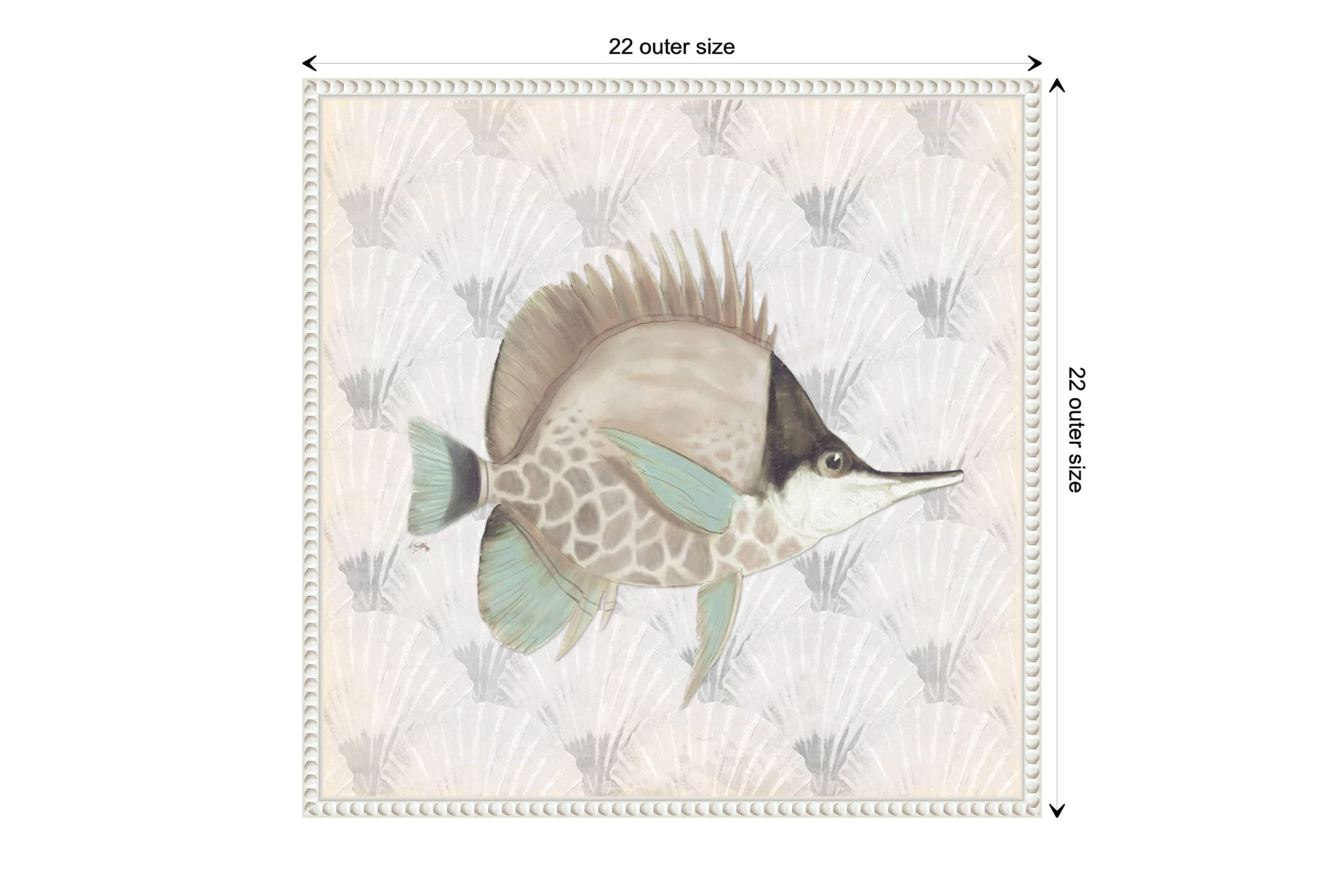 Neutral Vintage Fish III Framed Canvas Wall Art Print