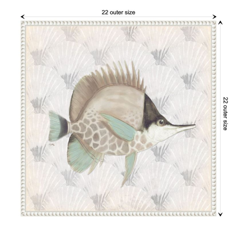 Neutral Vintage Fish III Framed Canvas Wall Art Print