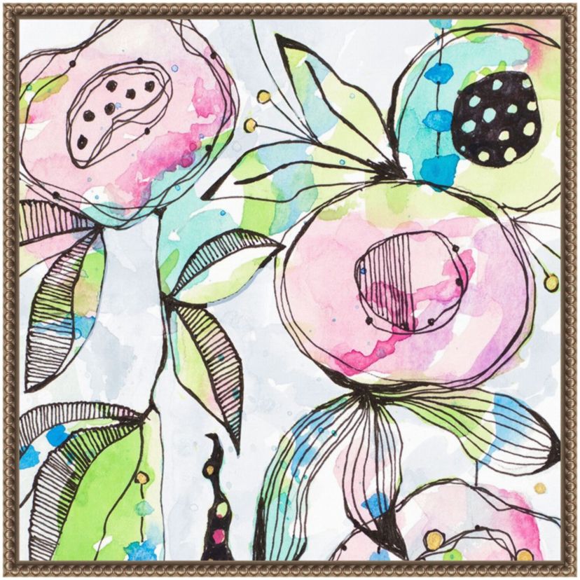 Blooming Summer Flowers Framed Canvas Wall Art Print
