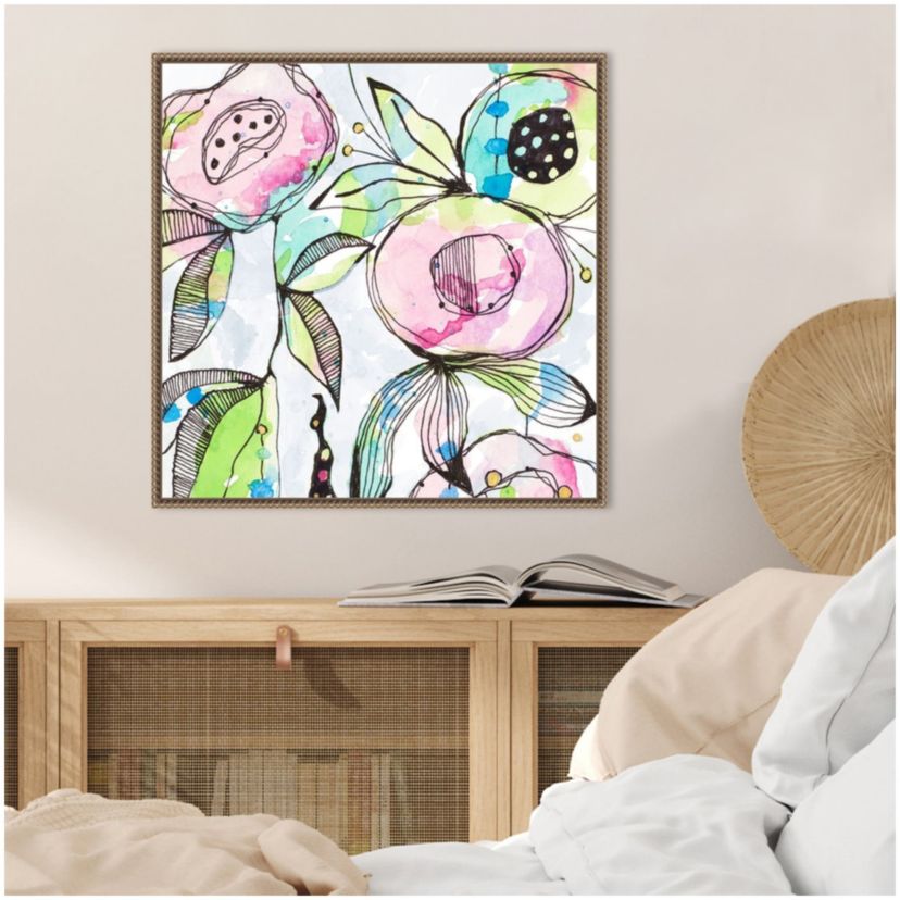 Blooming Summer Flowers Framed Canvas Wall Art Print