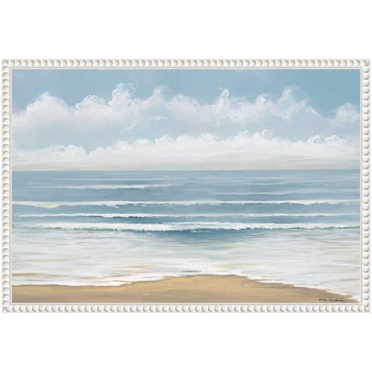 Smooth Beach Waves Framed Canvas Wall Art Print
