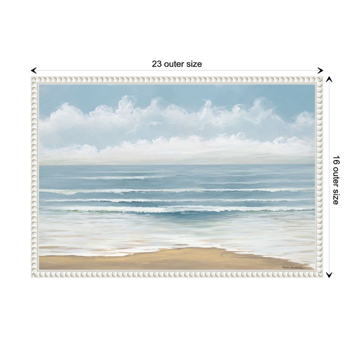 Smooth Beach Waves Framed Canvas Wall Art Print