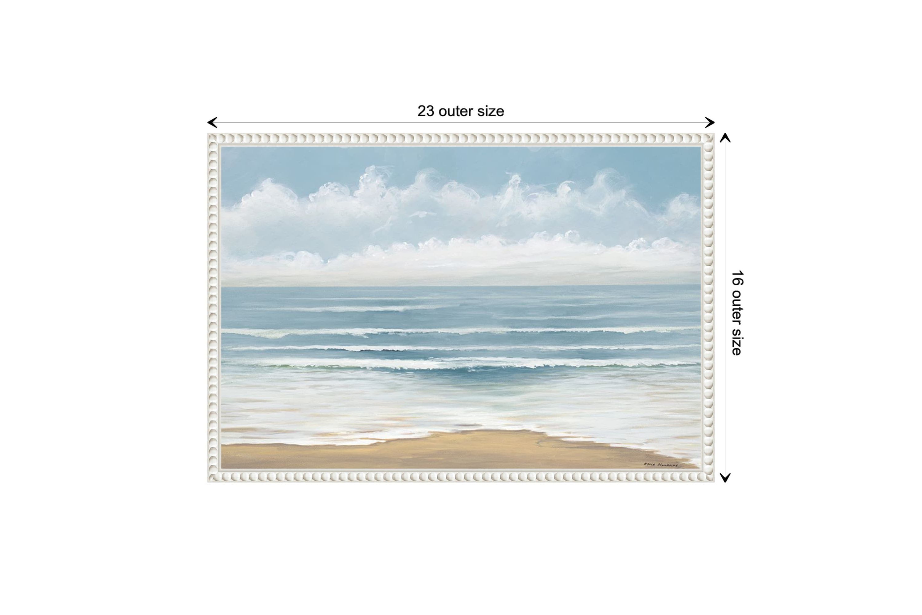 Smooth Beach Waves Framed Canvas Wall Art Print