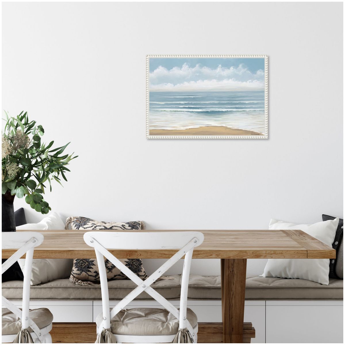 Smooth Beach Waves Framed Canvas Wall Art Print