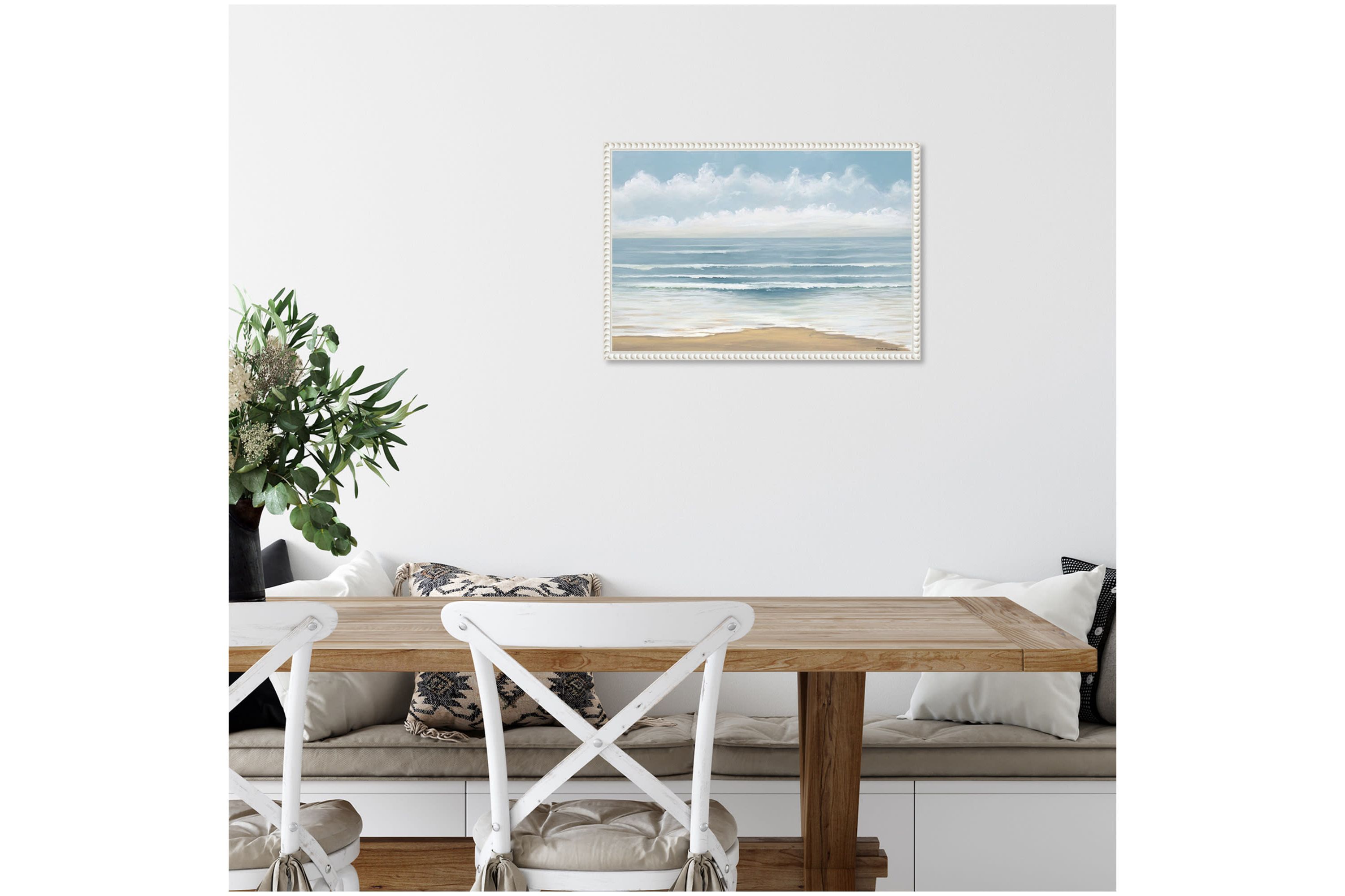 Smooth Beach Waves Framed Canvas Wall Art Print