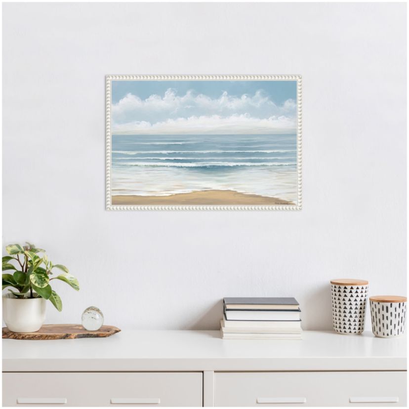 Smooth Beach Waves Framed Canvas Wall Art Print
