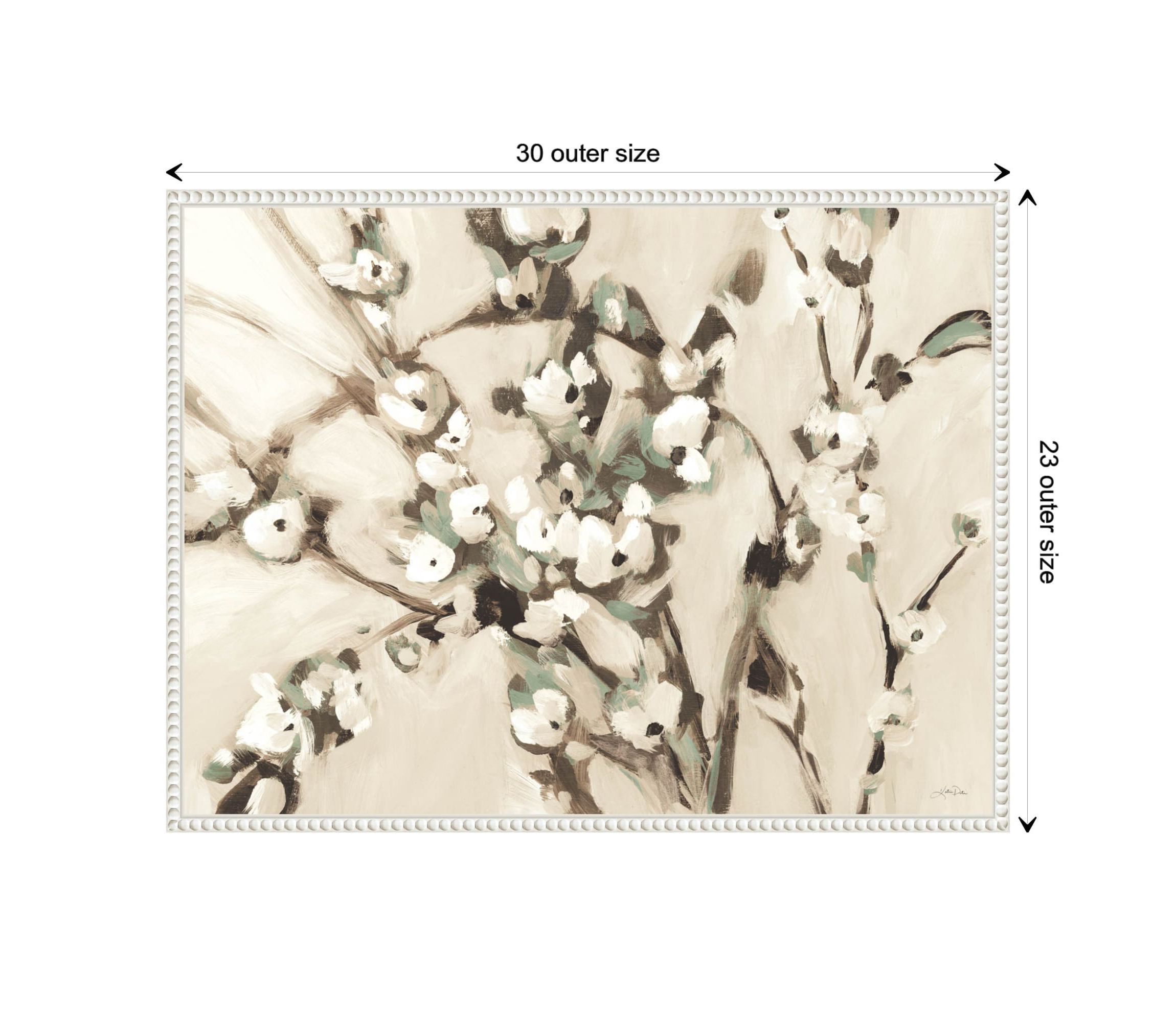 Wild Floral Branches Neutral Framed Canvas Wall Art Print