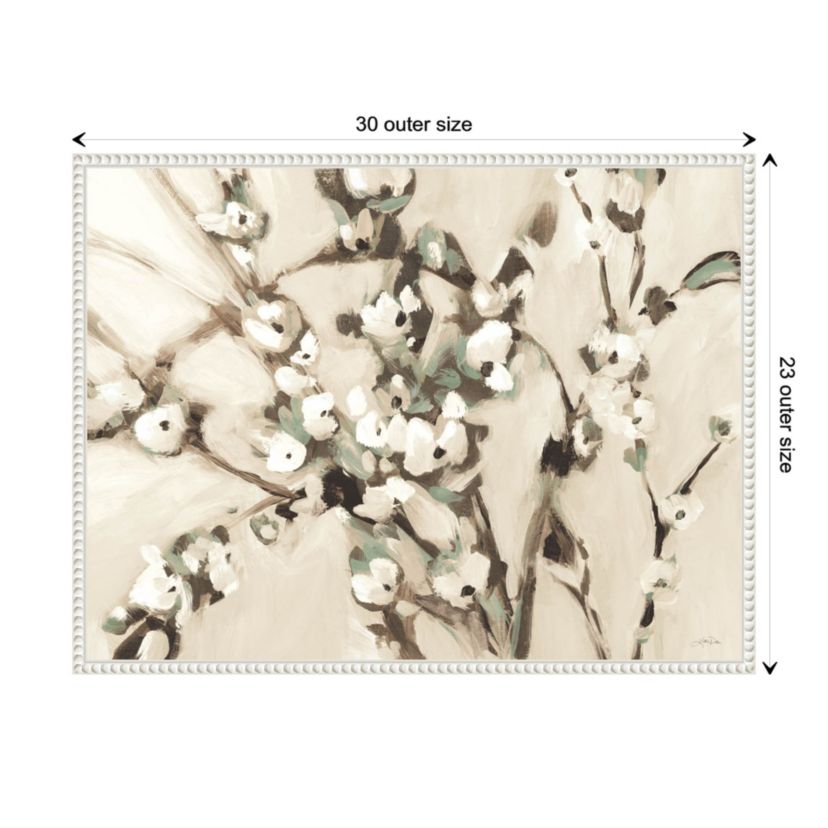 Wild Floral Branches Neutral Framed Canvas Wall Art Print