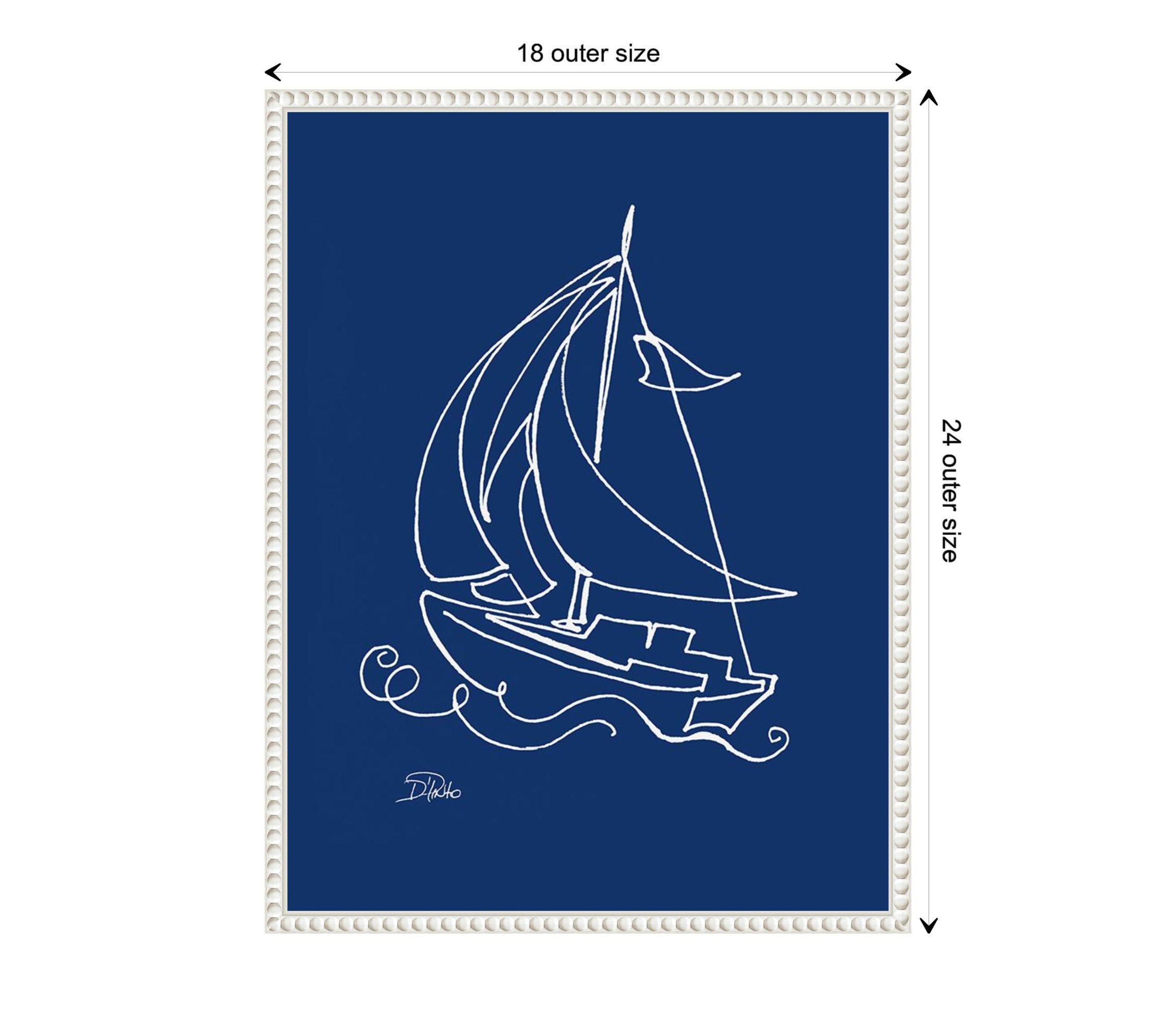 Little Sail On Blue Framed Canvas Wall Art Print