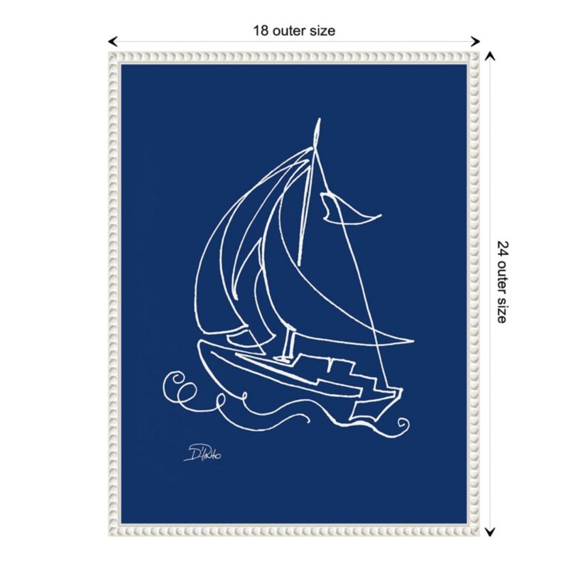 Little Sail On Blue Framed Canvas Wall Art Print
