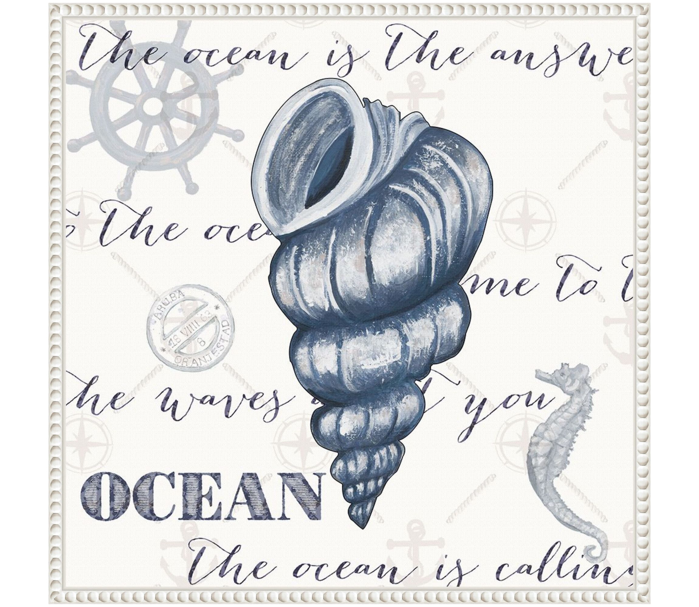 Indigo Ocean Treasures I Framed Canvas Wall Art Print