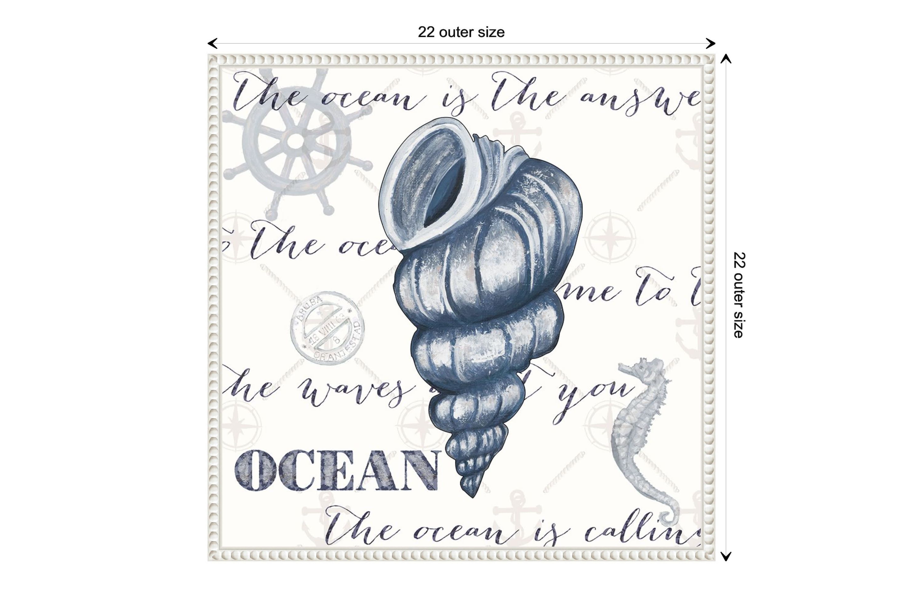 Indigo Ocean Treasures I Framed Canvas Wall Art Print