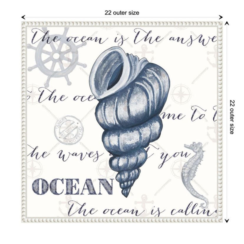 Indigo Ocean Treasures I Framed Canvas Wall Art Print