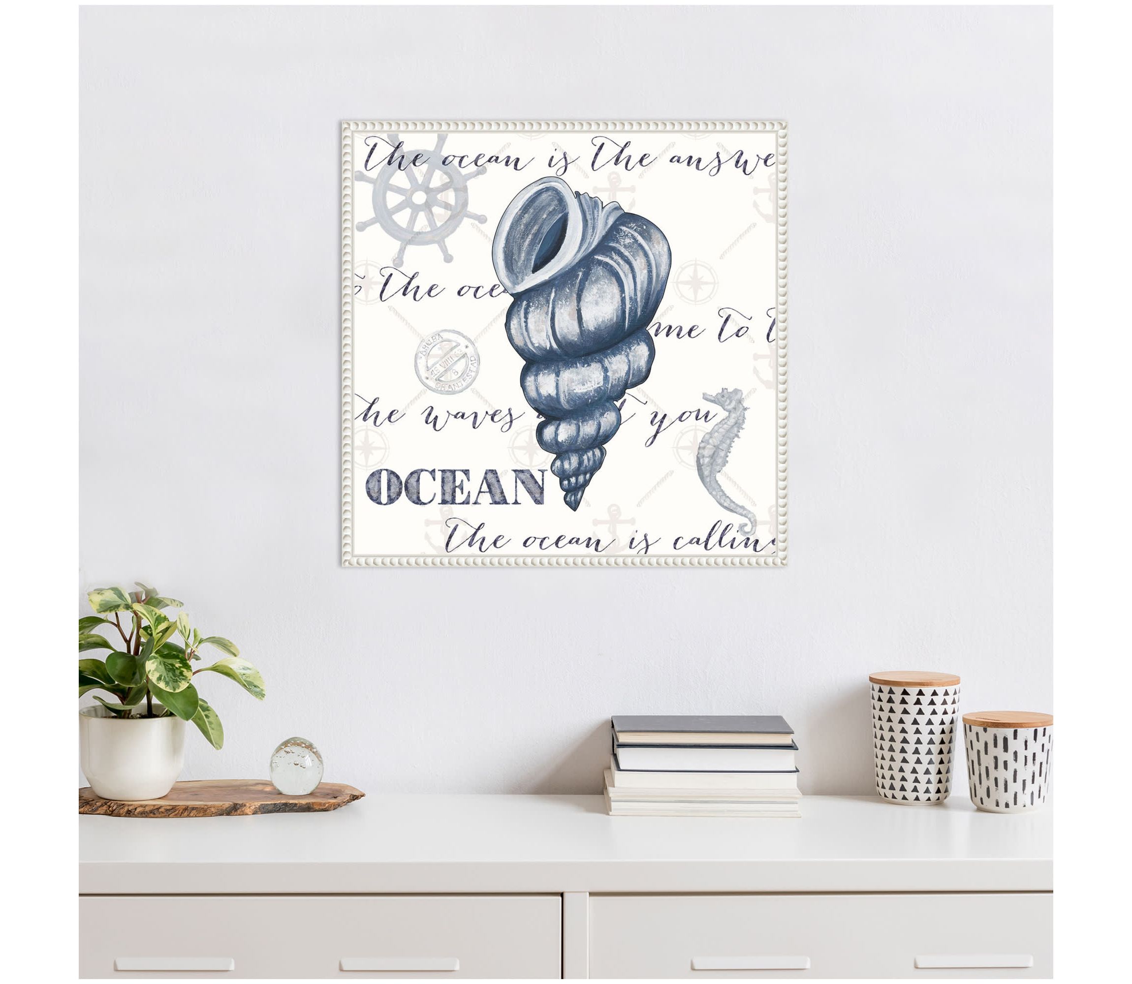 Indigo Ocean Treasures I Framed Canvas Wall Art Print