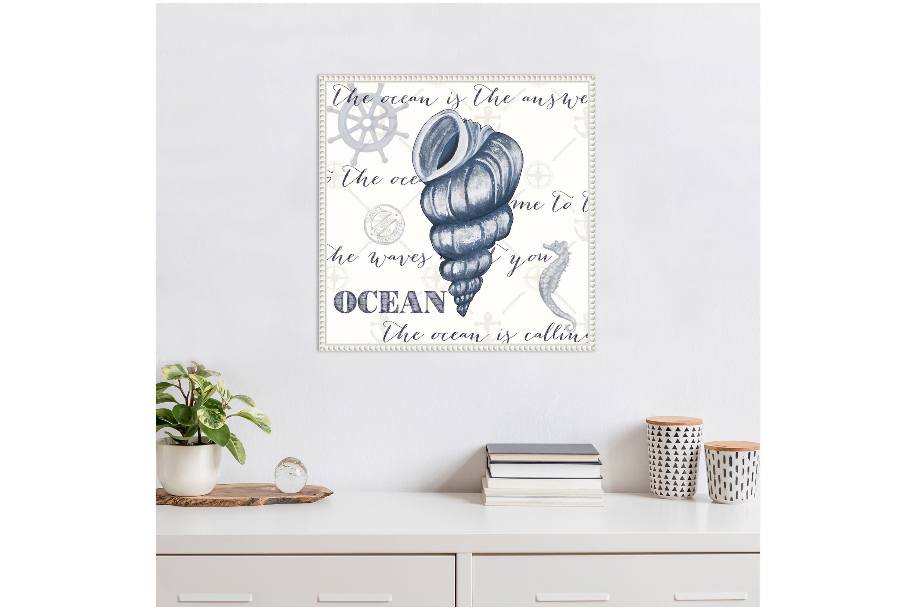 Indigo Ocean Treasures I Framed Canvas Wall Art Print