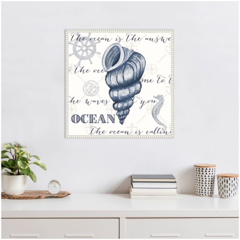 Indigo Ocean Treasures I Framed Canvas Wall Art Print