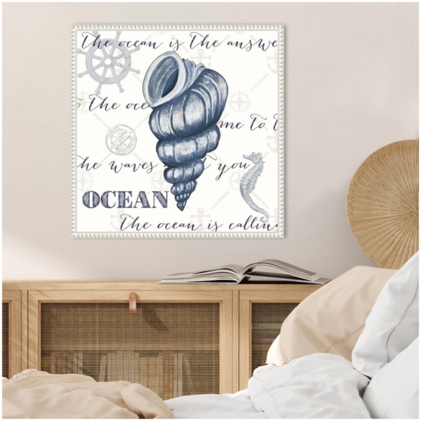 Indigo Ocean Treasures I Framed Canvas Wall Art Print
